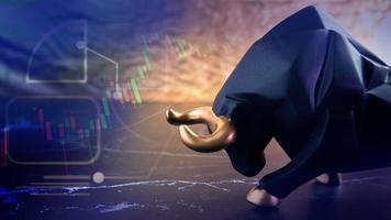 Bull in dark tone for business or stock trading concept photo