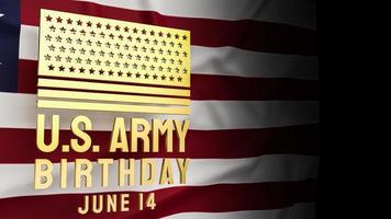 gold us army birthday text and united stage of America flag  for holiday concept 3d rendering photo