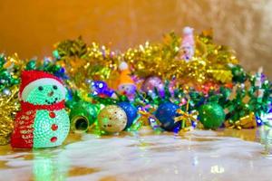 Christmas decoration on wooden table. photo