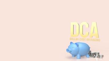 The piggy bank and coins for dca or Dollar Cost Averaging concept 3d rendering photo