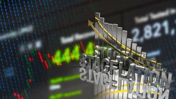 el texto de estanflación en el gráfico para la representación 3d del concepto de negocio foto