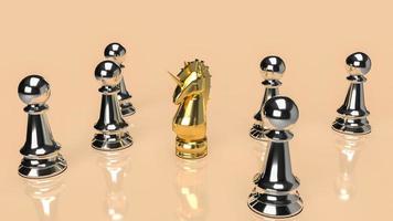 The gold unicorn and silver chess for business background 3d rendering photo