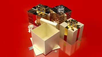 The gift boxes on red background for sale promotion business content 3d rendering photo