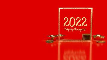 número de oro 2022 estilo chino para feliz año nuevo concepto representación 3d foto