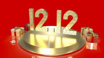 The gold number 12.12 on geometry podium shape for display product and gift box for sale promotion concept 3d rendering photo