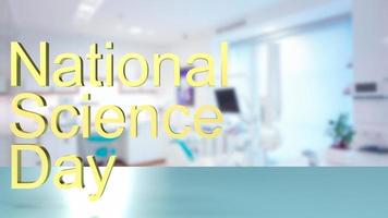 The  national science day gold text on lab background for sci concept 3d rendering photo