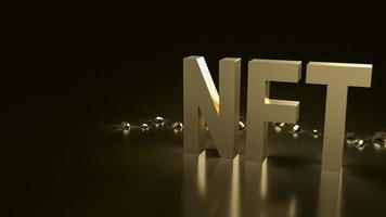 The gold nft text on black background  for business or art concept 3d rendering photo