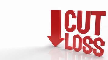 The cut loss red text on white background  for business content 3d rendering. photo