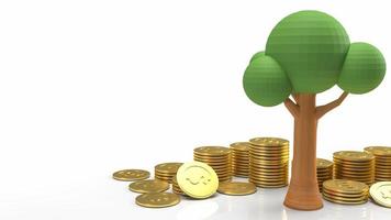 The tree and gold coins  for ecology or business concept 3d rendering photo