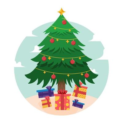 Christmas tree with gift boxes vector element design