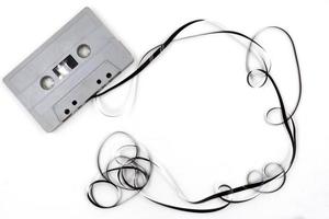 Old cassette tape on white background. photo