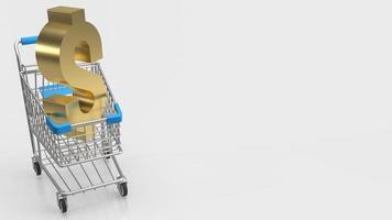 The dollar gold symbol on shopping cart for business concept 3d rendering photo