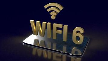 The gold wifi6 on smartphone for internet or technology concept 3d rendering photo