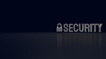 The lock and security text for protection concept 3d rendering photo