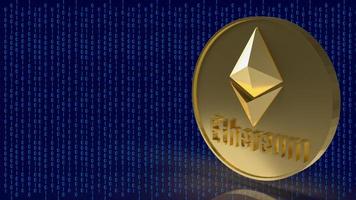 The  ethereum coin  on digital background 3d rendering photo