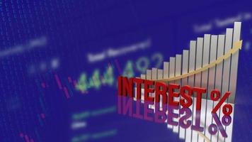 The red interest text and chart on business background 3d rendering photo