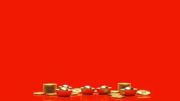 The Chinese gold on red background for celebration or new year concept 3d rendering photo