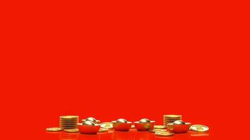 The Chinese gold on red background for celebration or new year concept 3d rendering photo