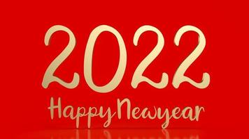 gold number 2022 on red background for happy new year concept 3d rendering photo