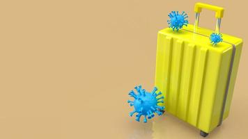 suitcase and virus for travel or medical concept 3d rendering photo