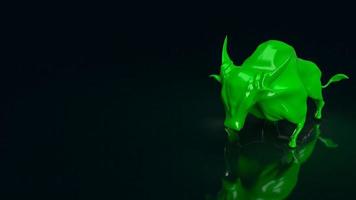 The green bull on black background  for business concept 3d rendering photo