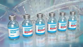 The vaccine bottles for covid19 or omicron  concept 3d rendering photo