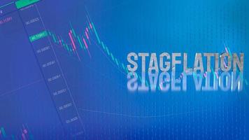 The stagflation  text on chart for business concept 3d rendering photo