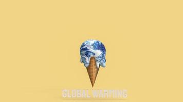 The earth ice cream melting concept for global worming 3d rendering photo