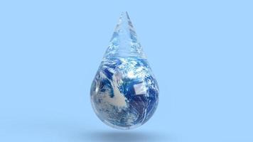 The earth in water drop for ecology concept 3d rendering photo