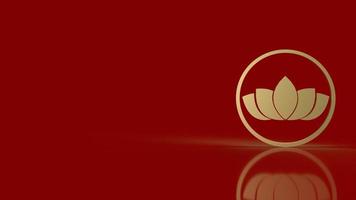 The luxury  gold lotus on red background  3d rendering