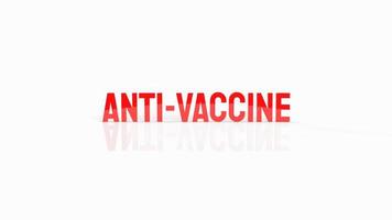 The Anti vaccine red text on white background  for medical and health concept 3d rendering photo