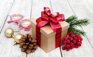 christmas gift box and decorations photo