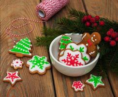 Christmas ginger and honey colorful cookies photo