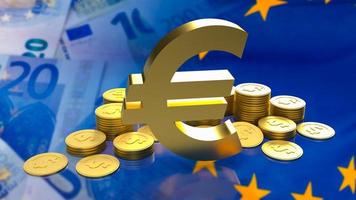 The eu symbol and gold coins for business concept 3d rendering photo