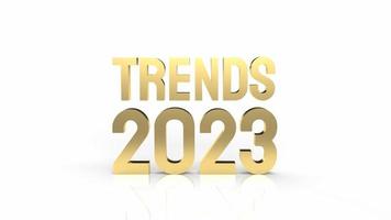 trends 2023 gold text on white background 3d rendering photo