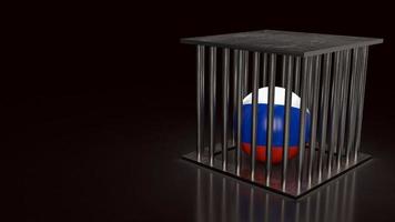 Russia ball in cage for sanction concept 3d rendering photo