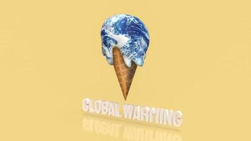 The earth ice cream melting concept for global worming 3d rendering photo