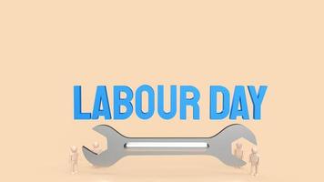 The labour day word and wrench for holiday concept 3d rendering photo