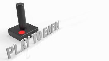The joystick and play to earn text for game nft or technology  concept 3d rendering photo