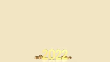 gold 2022 on red background for new year  concept 3d rendering photo