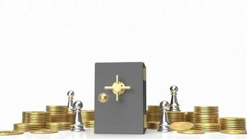 The vault safe and gold coins on white background for business concept 3d rendering photo