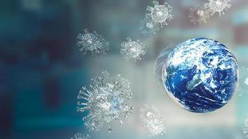 The world and virus for covid 19 or out break concept 3d rendering photo