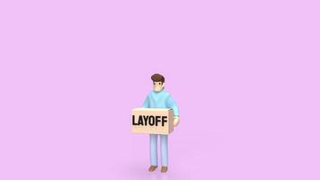 The man hold box for layoff concept  3d rendering photo