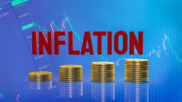 The red inflation and gold coins on business background 3d rendering photo