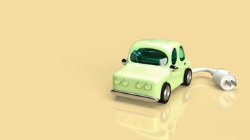 el automóvil y el enchufe eléctrico para la representación 3d del sistema ecológico o de automóviles foto
