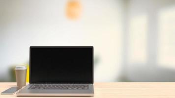 notebook on table in home office for business concept 3d rendering. photo