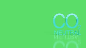 co2 neutral  text on green background  for ecology concept 3d rendering photo