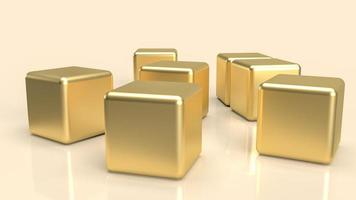 el cubo de oro en blanco para la representación 3d del concepto de fondo abstracto. foto
