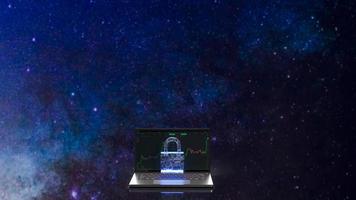 notebook and lock for  security concept 3d rendering photo