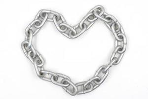 Chain of heart shape on white background. photo